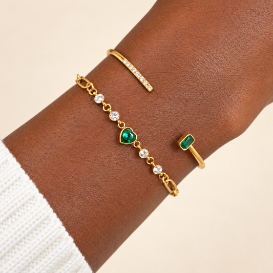 Nia Green Heart Bracelet