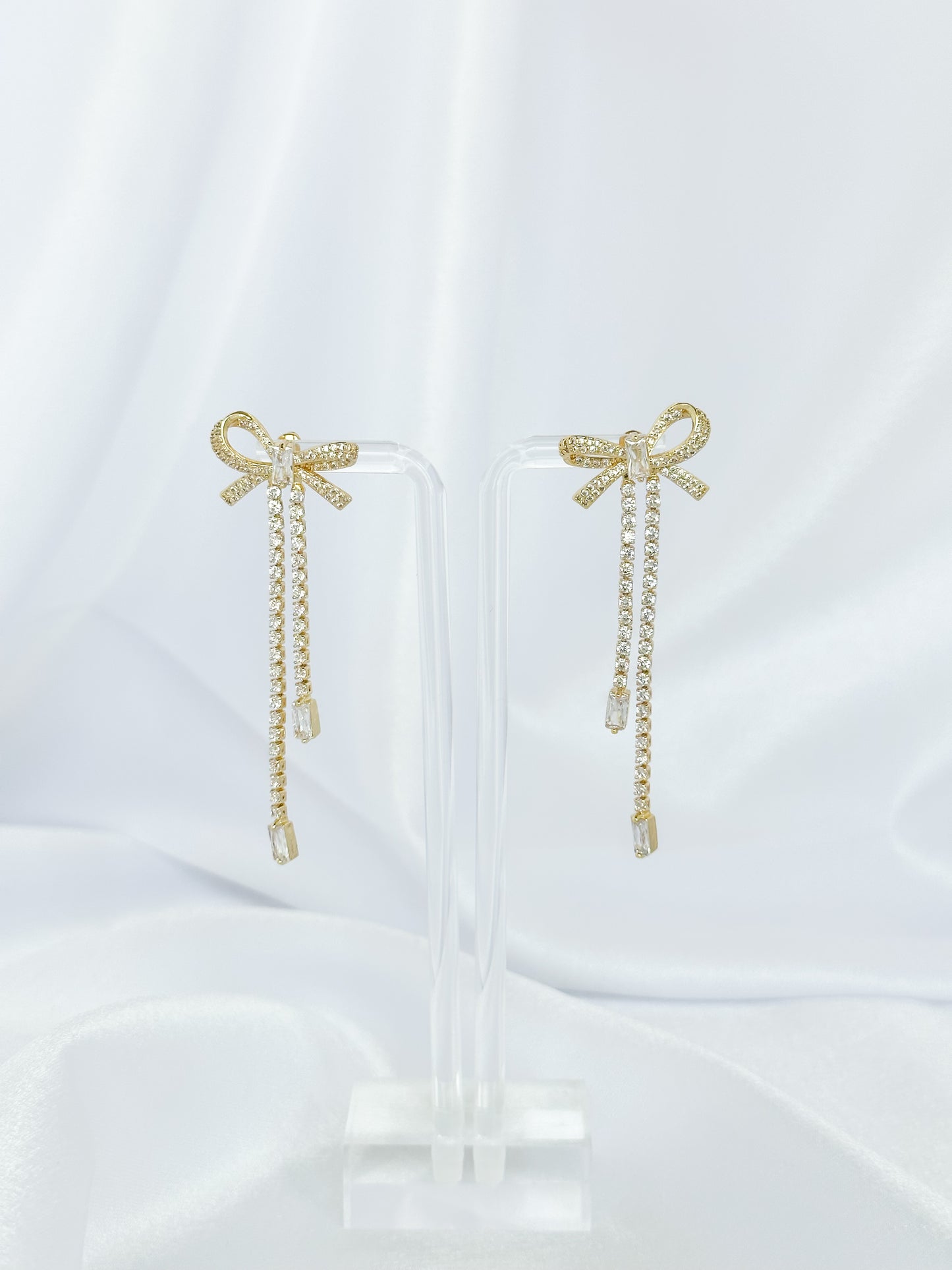 Gold Bow Kissed Statement Earrings