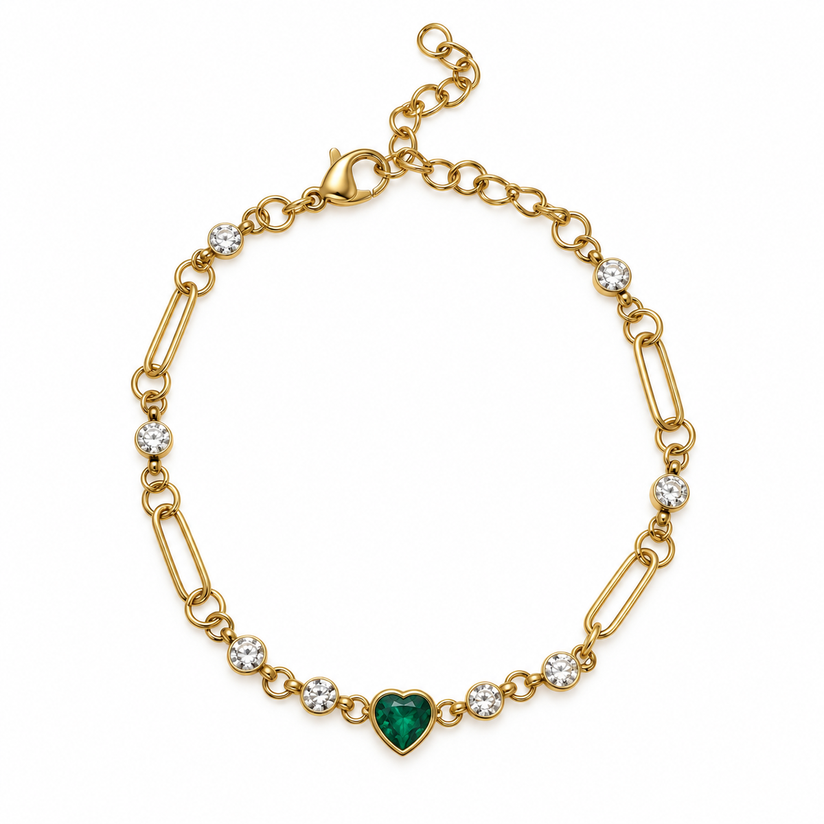 Nia Green Heart Bracelet