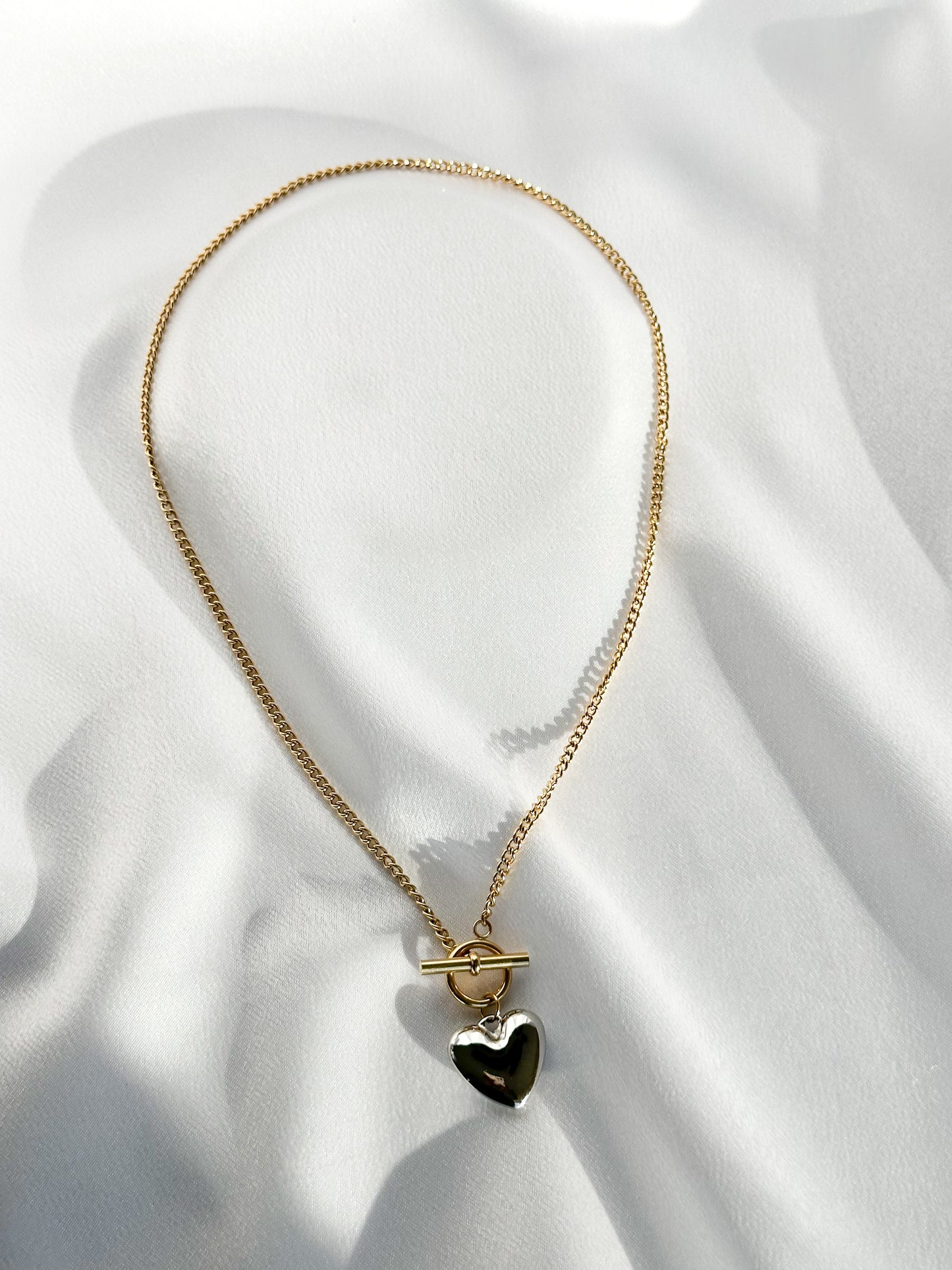 Sweetheart Duo Gold with Silver Heart Necklace