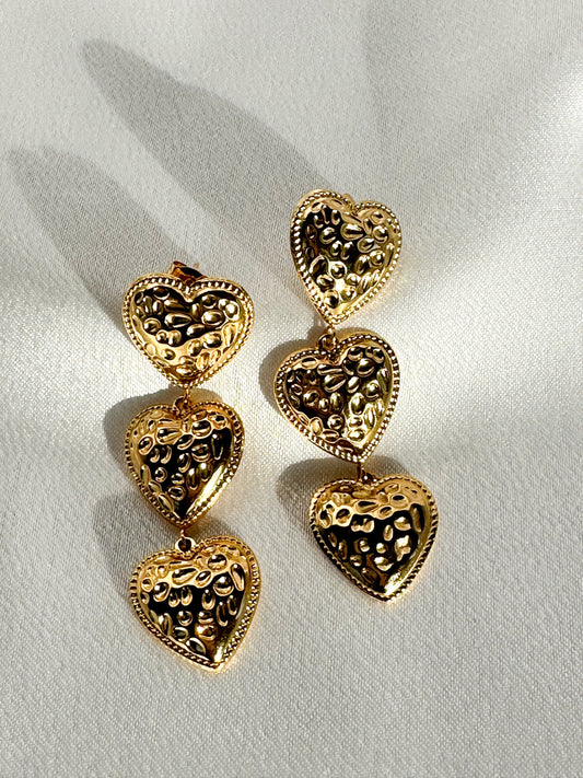 Elegant Textured Heart Earrings